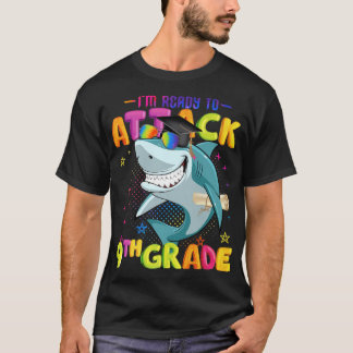 T-shirt Je Suis Prêt À 9E Année D'Équipage Drôle Requin Re