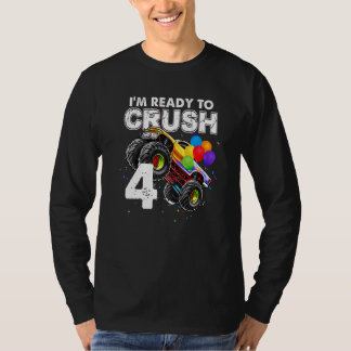 T-shirt Je suis prêt à écraser 4 Monster Truck 4th Birthda