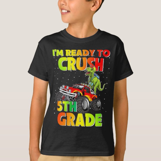 T-shirt Je suis prêt à écraser le camion Monter Dinosaur 5 (Devant)