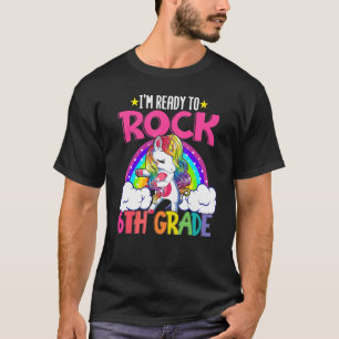 T-shirt Je suis prêt à rocher 6e année Dabbing Unicorn Mag