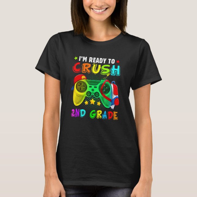 T-shirt Je suis prêt Crush 2e année Retour à l'école Vidéo (Devant)