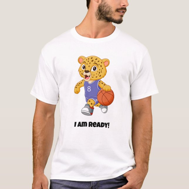 T-shirt Je suis prête ! Drôle Chat/Basketball (Devant)
