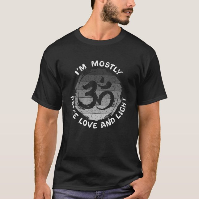 T-shirt Je suis principalement Peace Love Et Light Retro Y (Devant)