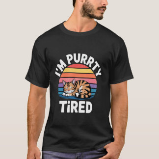 T-shirt Je suis Purrrty Fatigué Chat Endormi Épuisement Hu