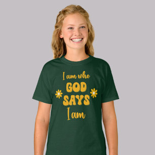 T-shirt Je suis qui Dieu dit - Floral Christian Foi basée