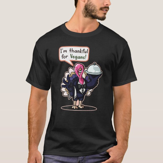 T-shirt Je suis reconnaissant pour les Vegans Thanksgiving (Devant)