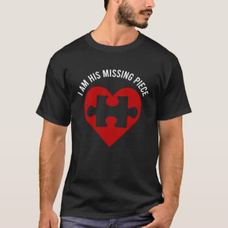 T-shirt Je suis sa pièce manquante Heart Puzzle Couple