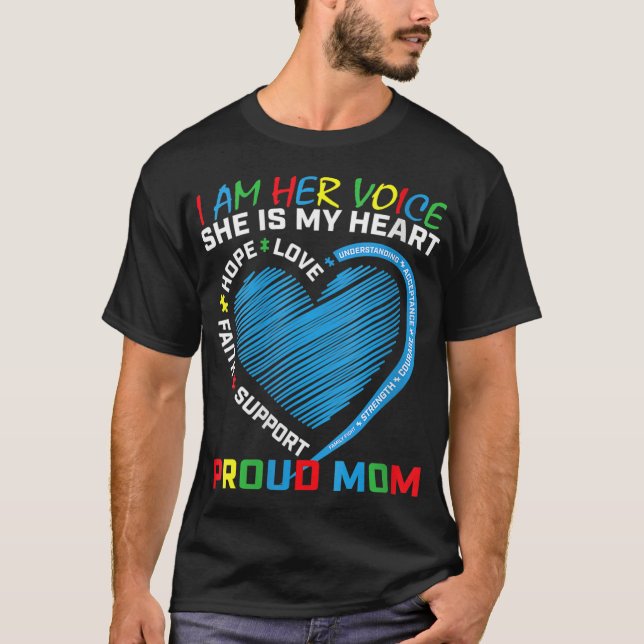 T-shirt Je suis sa voix elle est mon coeur Sensibilisation (Devant)