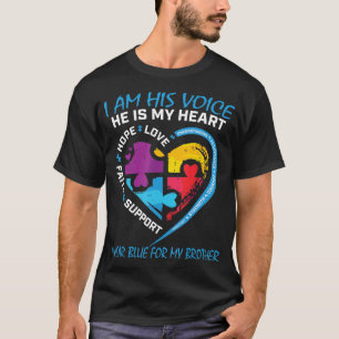 T-shirt Je suis sa voix il est mon coeur je porte du bleu 