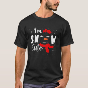 T-shirt Je suis Snow mignon Snowman visage Bow Xmas Pjs en