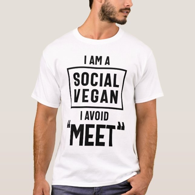 T-shirt Je Suis Social Vegan Évitez De Rencontrer Drôle Vé (Devant)