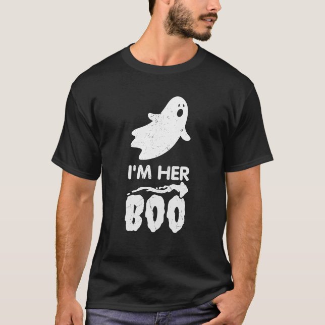 T-shirt Je suis Son Boo Halloween Ghost Matching Couple fo (Devant)