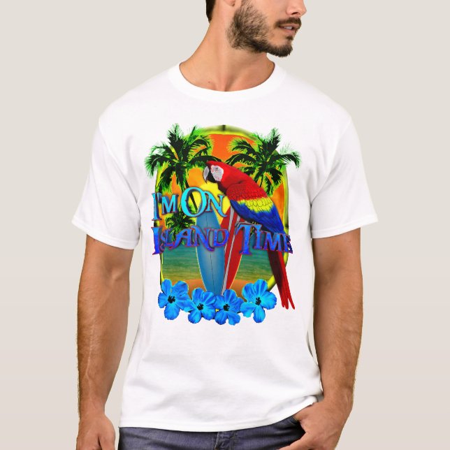 T-shirt Je Suis Sur La Plage Tropicale Temps De L'Île (Devant)