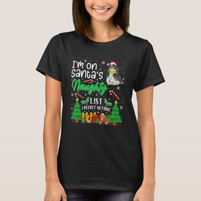 T-shirt Je suis sur Père Noël Naughty mignon chih Tzu Amou (Devant)