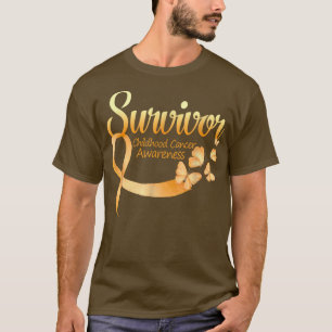 T-shirt Je suis Survivor Butterfly Childhood Cancer Awaren