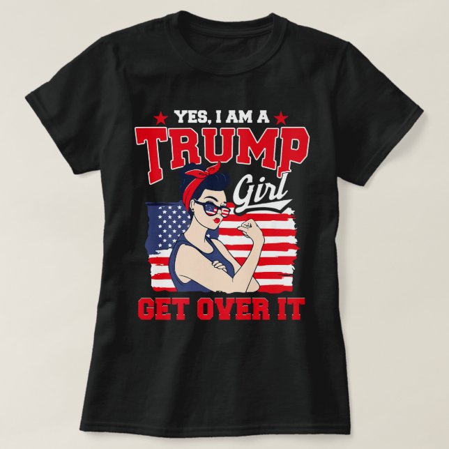 T-shirt Je suis Trump Girl Get Over It American Flag Repub (Design devant)