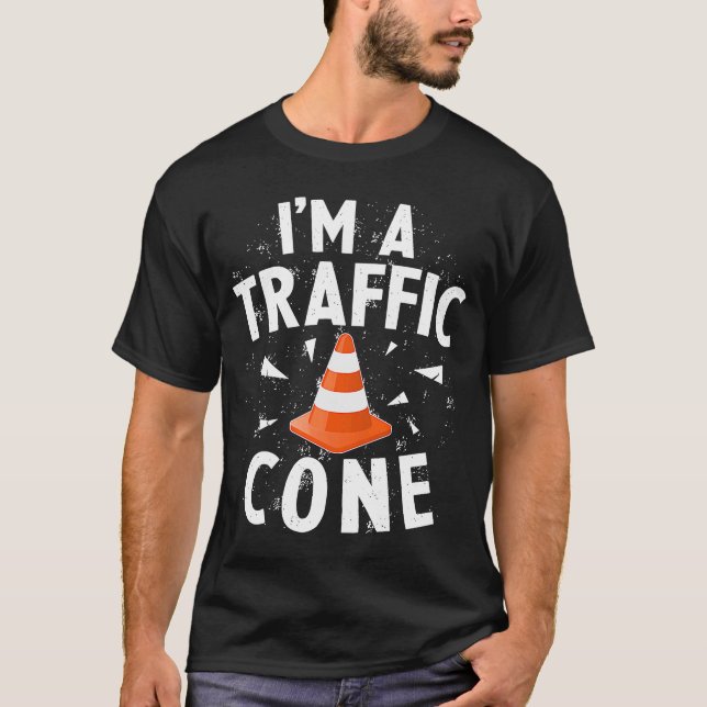 T-shirt Je suis un cône de trafic Lazy Facile coût d'Hallo (Devant)