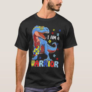 T-shirt Je Suis Un Guerrier Autisme Famille Trex Dinosaure