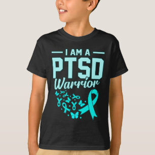T-shirt Je suis un guerrier PTSD Ruban de sensibilisation
