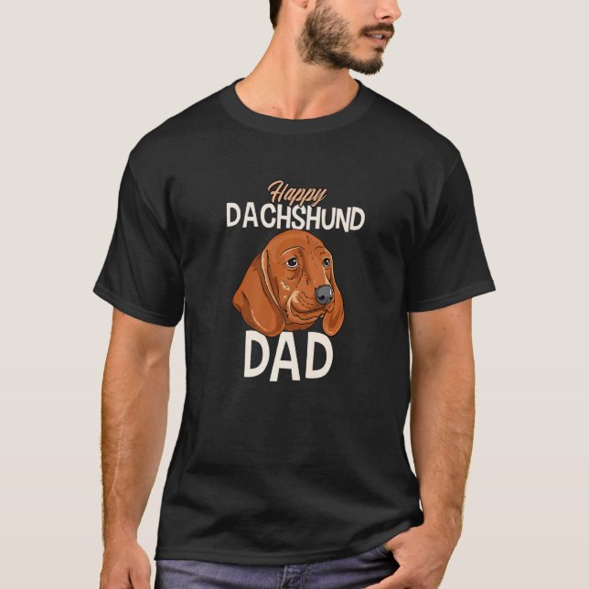 T-shirt Je Suis Un Heureux Chien Dachshund Papa J'Aime Mon (Devant)