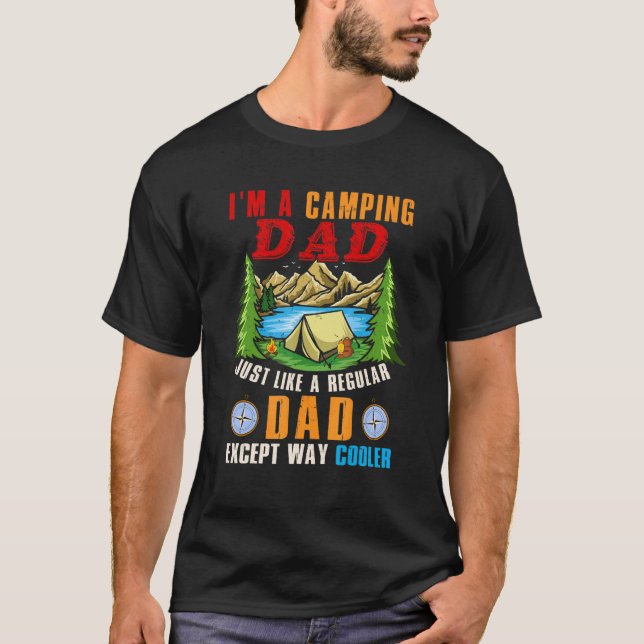 T-shirt Je suis un papa de camping sauf Glacière heureux p (Devant)