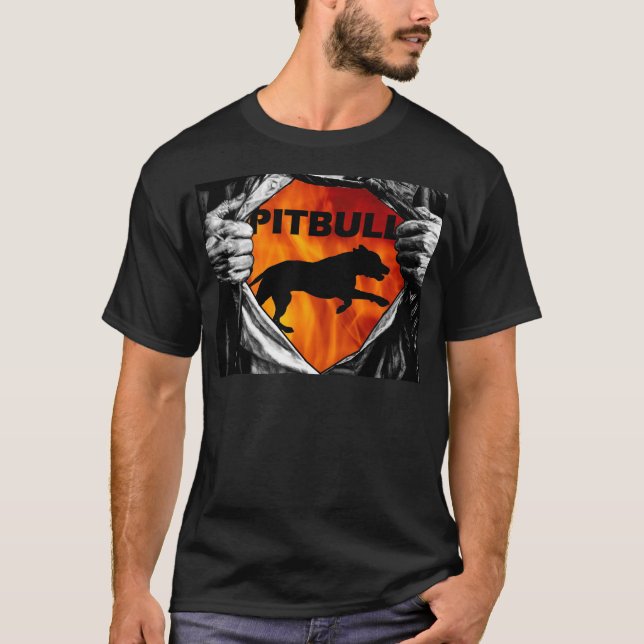 T-shirt Je suis un Pitbull à l'intérieur de grande chemise (Devant)