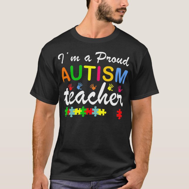 T-shirt Je suis un professeur d'autisme fier, enseignant A (Devant)