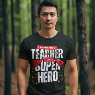 T-shirt Je suis un SuperHéros Professeur Remerciement Noir