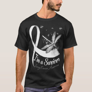 T-shirt Je suis Un Survivant Dragonfly Lung Cancer Sensibi