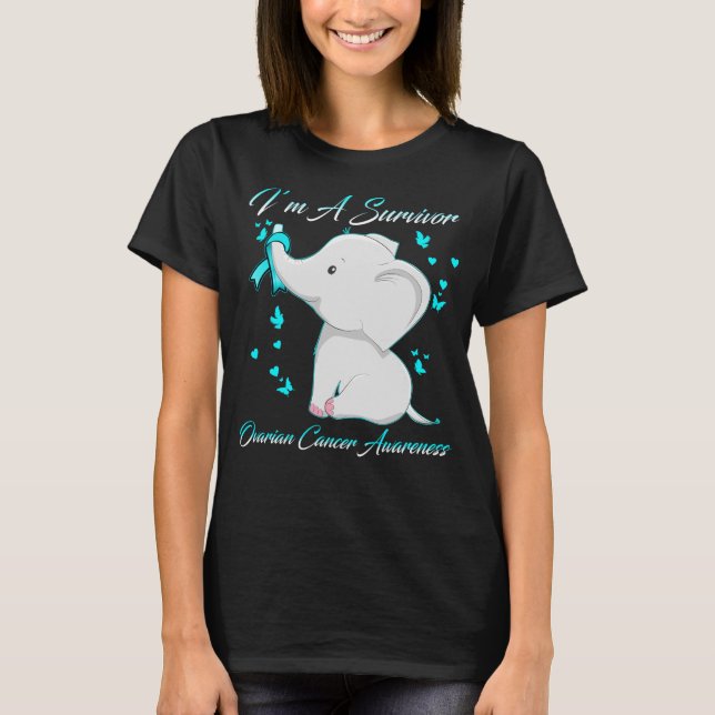 T-shirt Je suis un survivant du cancer de l’ovaire éléphan (Devant)