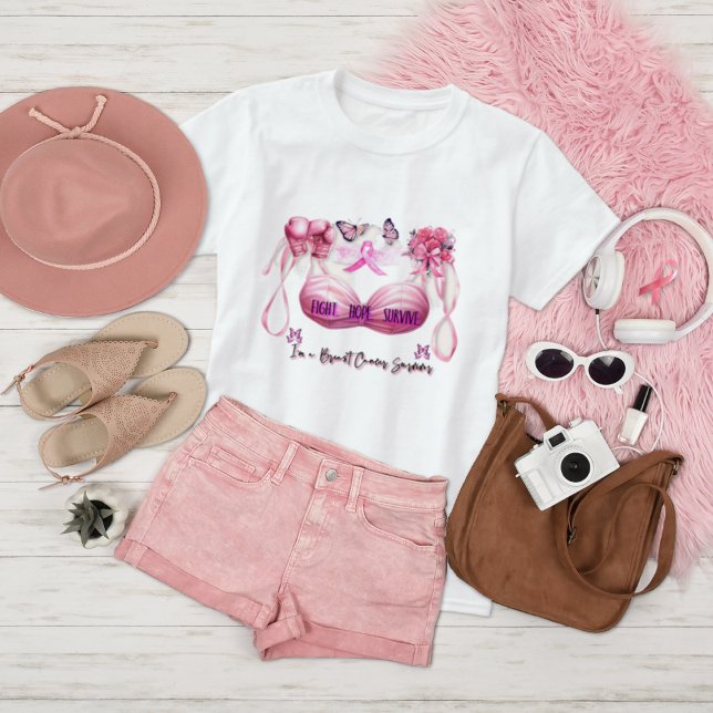 T-shirt Je suis un survivant du cancer du sein Ruban rose (Créateur téléchargé)