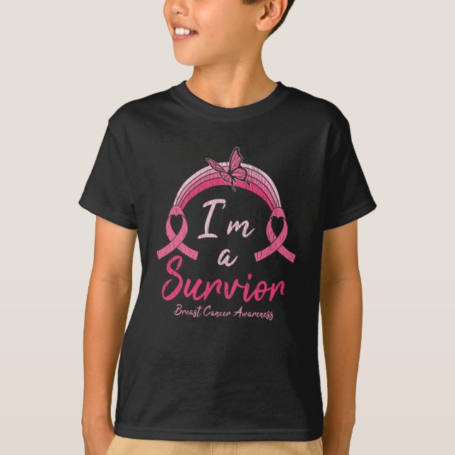 T-shirt Je suis un survivant guerrier Sensibilisation au c (Devant)