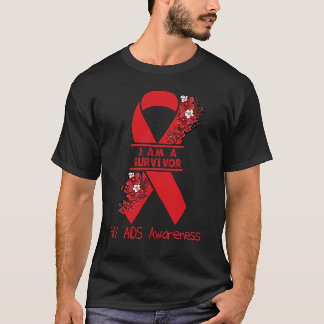 T-shirt Je Suis Un Survivant Sensibilisation Au Vih (Devant)