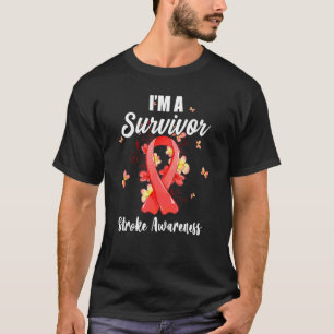 T-shirt Je suis Un Survivant Stroke Sensibilisation Red Ri