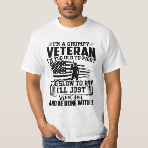 T-SHIRT JE SUIS UN VÉTÉRAN GRUMPÉ, JE SUIS TROP VIEUX P