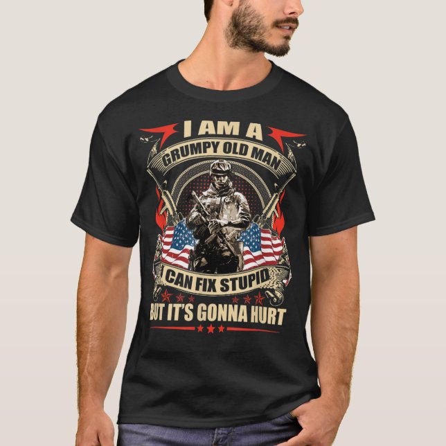 T-shirt Je Suis Un Vieux Homme Grave, Je Peux Réparer Stup (Devant)