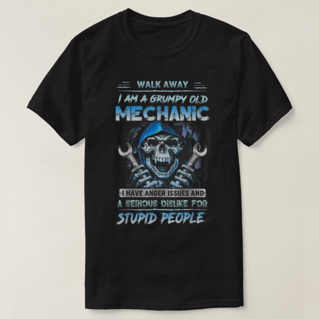 T-shirt Je Suis Un Vieux Mécanique Grincheux, J'Ai De La C (Design devant)