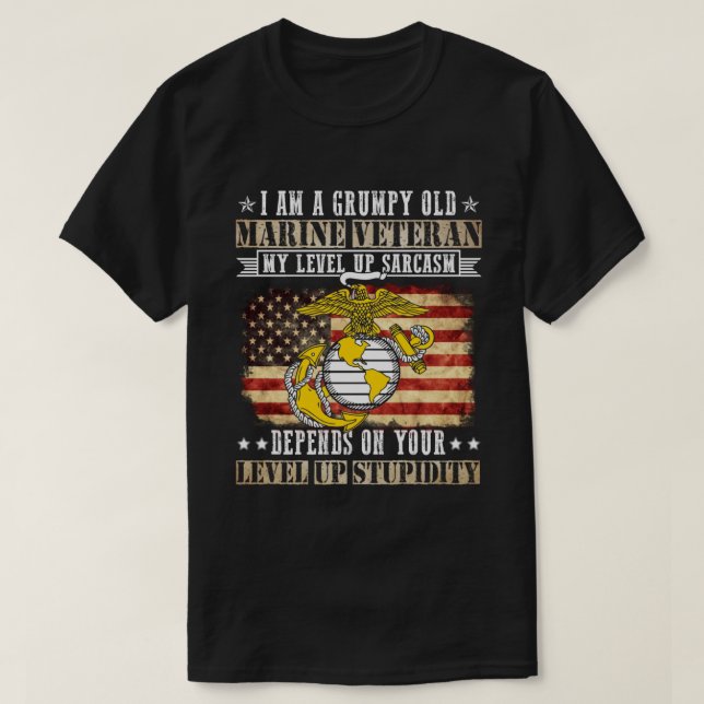 T-shirt Je suis un vieux vétéran de la marine grincheux Mo (Design devant)