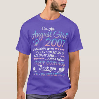 T-shirt Je Suis Une Août Fille 2007 Joyeux Anniversaire 13