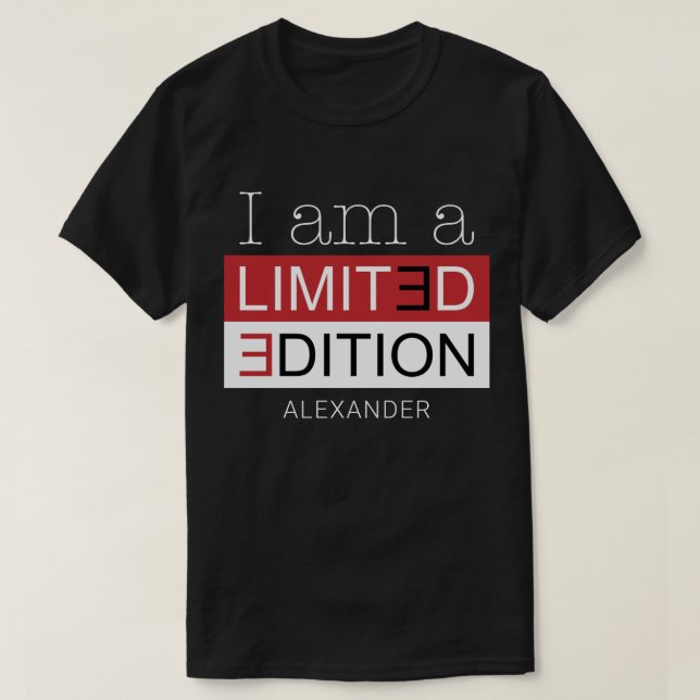 T-shirt Je suis une édition limitée Red Black Nom personna (Design devant)