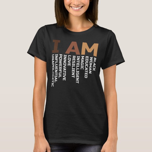 T-shirt Je suis une femme noire éduquée, magique, intellig (Devant)