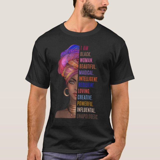 T-shirt Je suis une femme noire puissante forte Noire Afri (Devant)