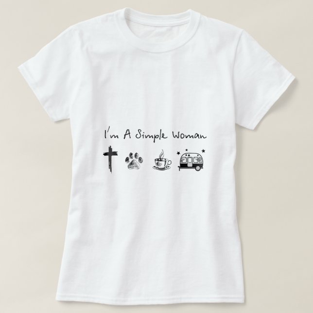 T-shirt Je suis une femme simple café de chien jesus chien (Design devant)