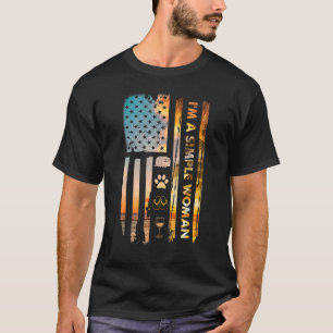 T-shirt Je suis une femme simple Camping Vin Flip Flops Ch