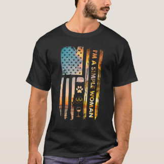 T-shirt Je suis une femme simple Camping Vin Flip Flops Ch