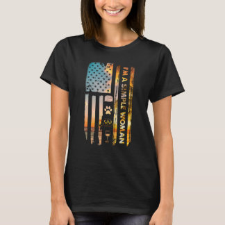 T-shirt Je suis une femme simple Camping Vin Flip Flops Ch