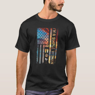 T-shirt Je suis une femme simple Camping Vin Flip Flops Ch