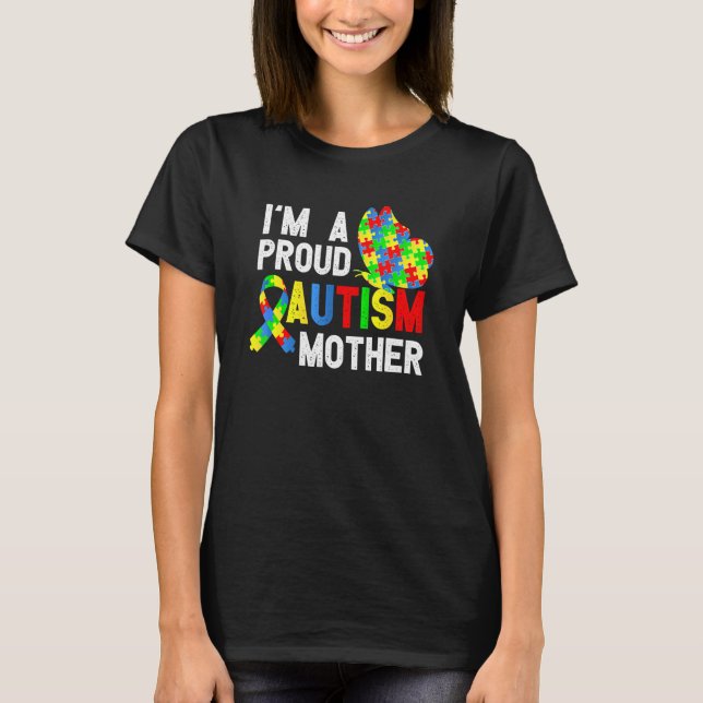 T-shirt Je suis une fière autisme mère d'un guerrier (Devant)