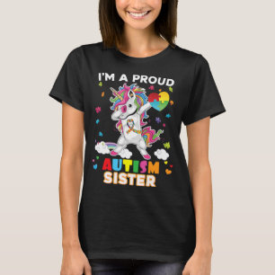 T-shirt Je suis une fière soeur Dabbing Unicorn Autisme La