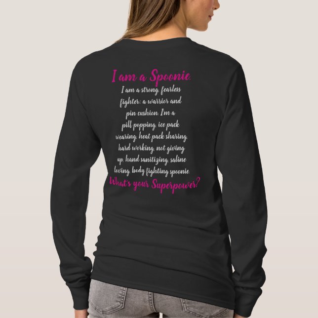 T-shirt Je suis une longue douille de Spoonie (le noir) (Dos)